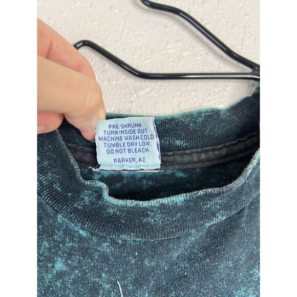 Vtg Fringe Beaded Grand Canyon Acid Wash Teal Shirt Large Elk Single Stitch 90s - Picture 9 of 13